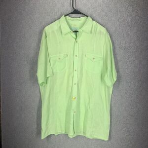 Islander Shirt Mens‎ Large Mint Green 100% Linen Hawaiian Resort Club Casual